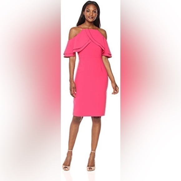 ELIZA J Hot Pink spaghetti strap midi dress Size 8 - Picture 1 of 7